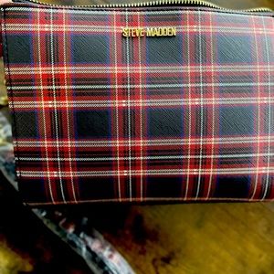 NEWWT STEVE MADDEN BLACK RED PLAID BLEXI SMALL PURSE CROSS BODY SHOULDER BAG
